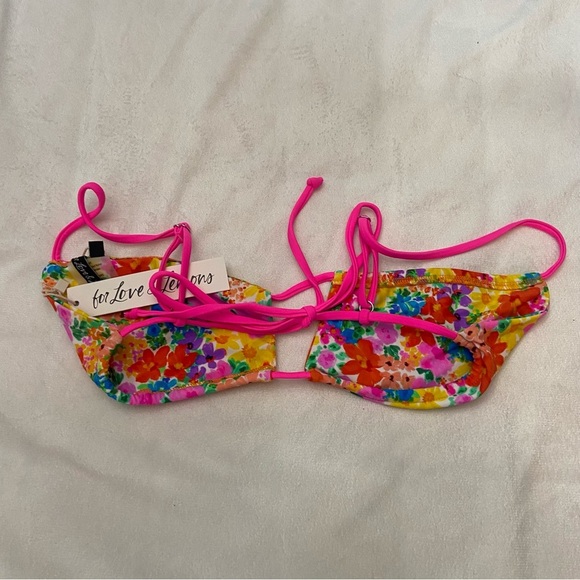 New! FOR LOVE & LEMONS Merrill String Bikini Top Floral 1936 - Picture 5 of 9